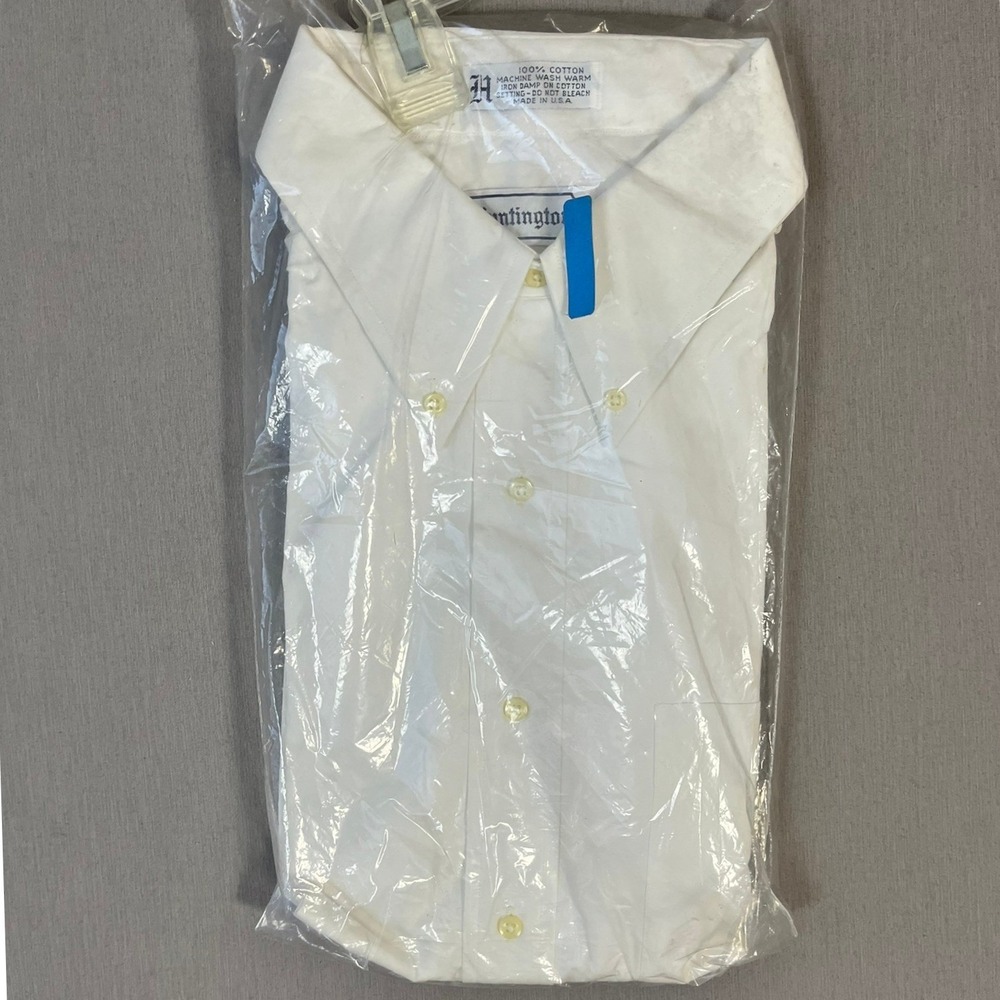 VTG Huntington Dress Shirt Button Down Collar 17-33 Cotton White NEW in Wrap